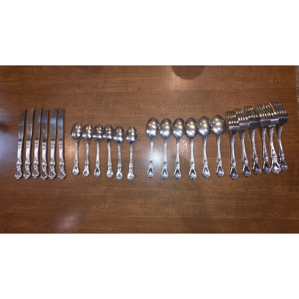 Rogers Precious Stainless Silverware Flatware 6 Fork 6 Spoon 6 Tea Spoon 6 Knife